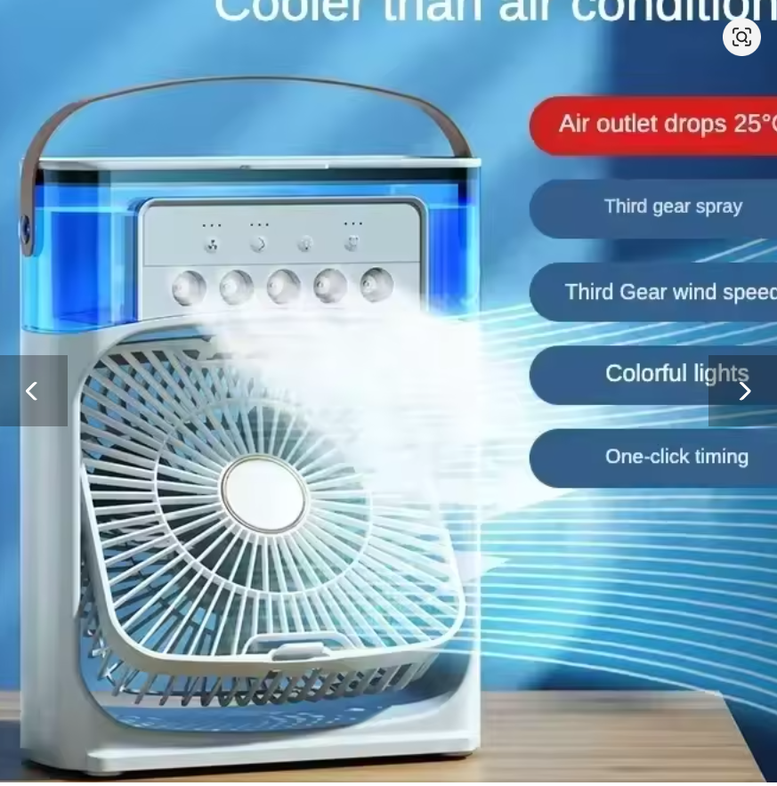 BreezeBloom Mini Air Cooler Fan — 3-in-1 Spray Mist Desktop Cooler